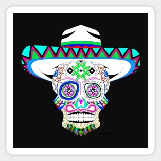 sugar skull in mariachi style ecopop Sticker